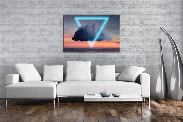 deyoli Dreieck Wolken Logo Format: 80x60 als Leinwandbild, Motiv fertig gerahmt auf Echtholzrahmen,