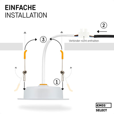 EMOS Downlight LED Einbauleuchten 6000K kaltweiss | Set 6 LED Spots IP54 Feuchtraum, Badezimmer | LE