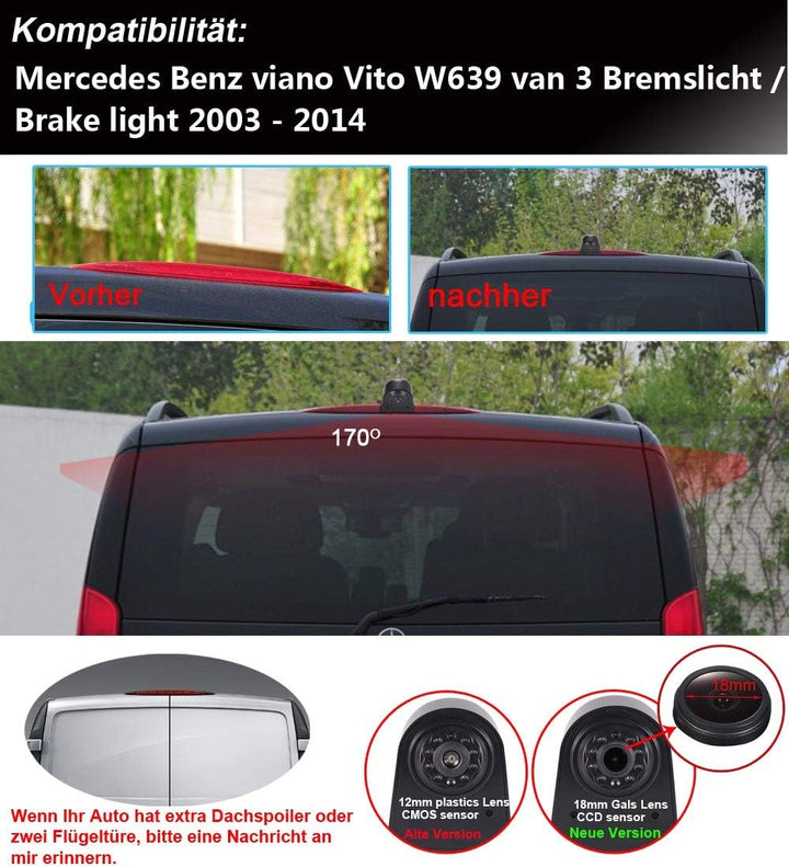 1280 x 720 Pixels 1000TV Lines Auto Top Mount Brake Bremsleuchte Kamera Bremslicht Rückfahrkamera Wa