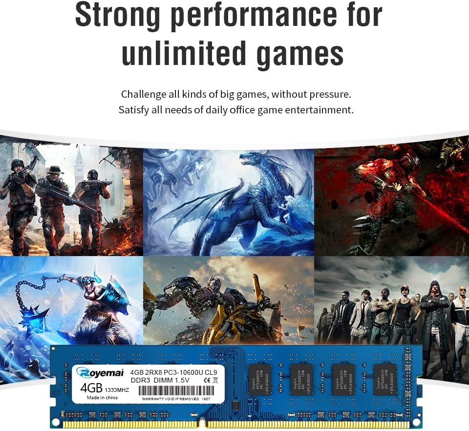 DDR3 1333 PC3-10600U 8GB Kit (2X4 GB) RAM 4GB 2Rx8 240-pin Dimm CL9 1,5V Desktop Arbeitsspeicher Mod