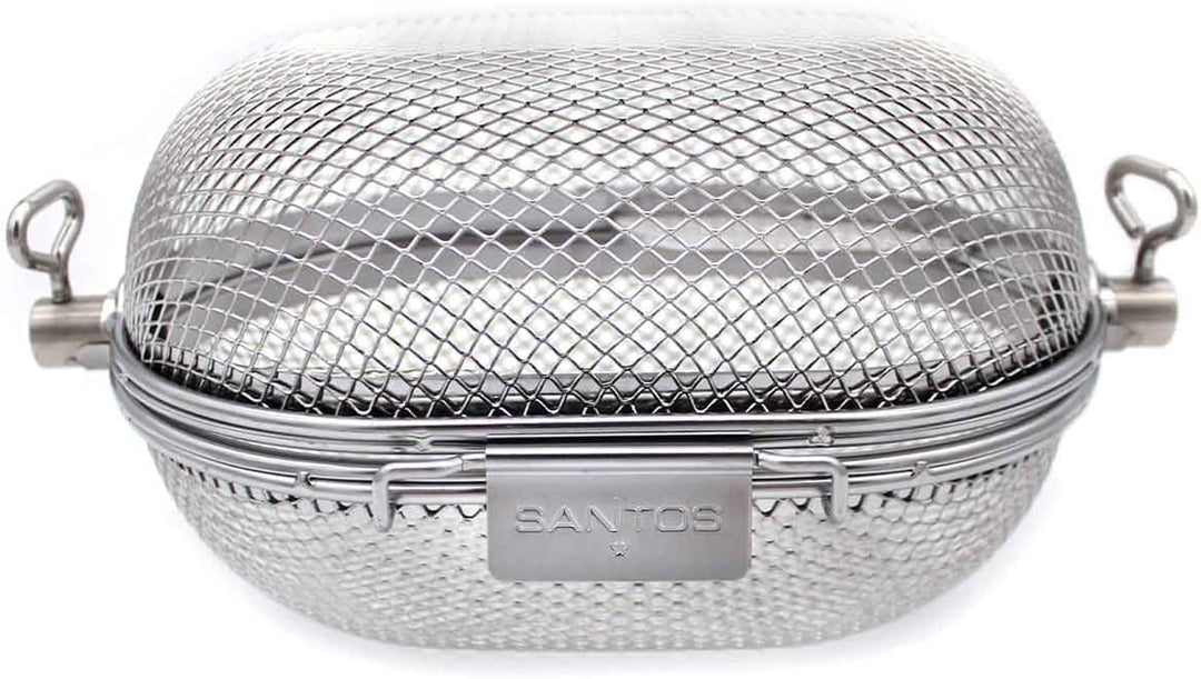 SANTOS XS Drehspiess-Korb für Drehspiesse (⌀ max 14mm) - Grillkorb für kleine Grills - Grillzubehör