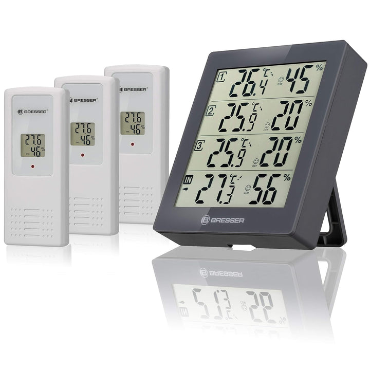 Bresser Wetterstation Funk mit Aussensensor Temeo Hygro Quadro inklusive 3 Aussensensoren um bei 4 U