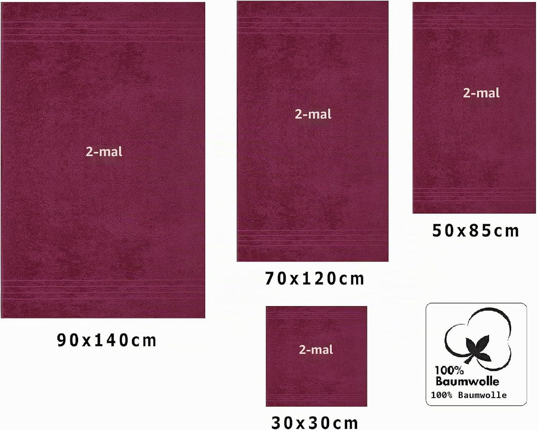 Betz 8er Set Handtücher Handtuch Deluxe 100% Baumwolle 2 Badetücher 2 Duschtücher 2 Handtücher 2 Sei
