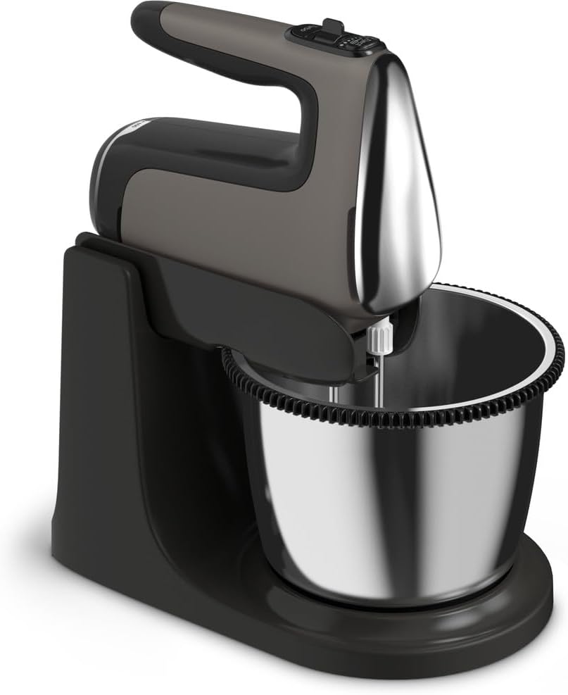 Tefal HT654E38 Powermix Silence Hand Mixer with Pivoting Bowl 2.5 L 600 W Black