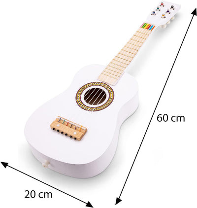 New Classic Toys 10346 Gitarrenspielzeug aus Holz, Weiss, M, Weiss