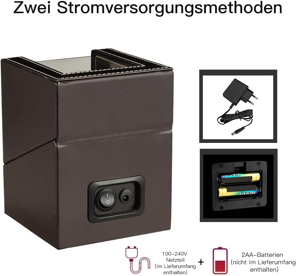 LINGFANSTORE Automatische Uhrenbeweger Box,luxuriöser Single Uhrenbeweger,Uhrengehäuse mit leisem Ma
