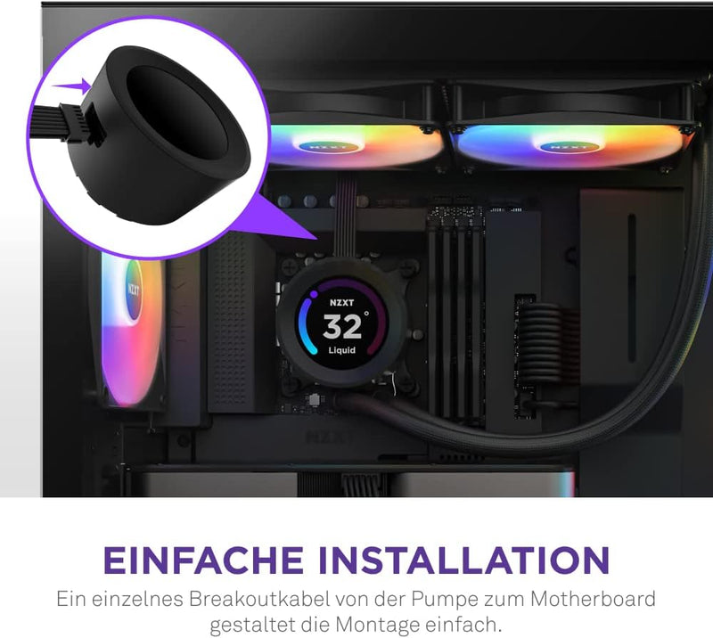 NZXT Kraken Elite 280 RGB - RL-KR28E-B1-280mm AIO CPU Wasserkühlung - 2,36" LCD Display 640x640-2x14
