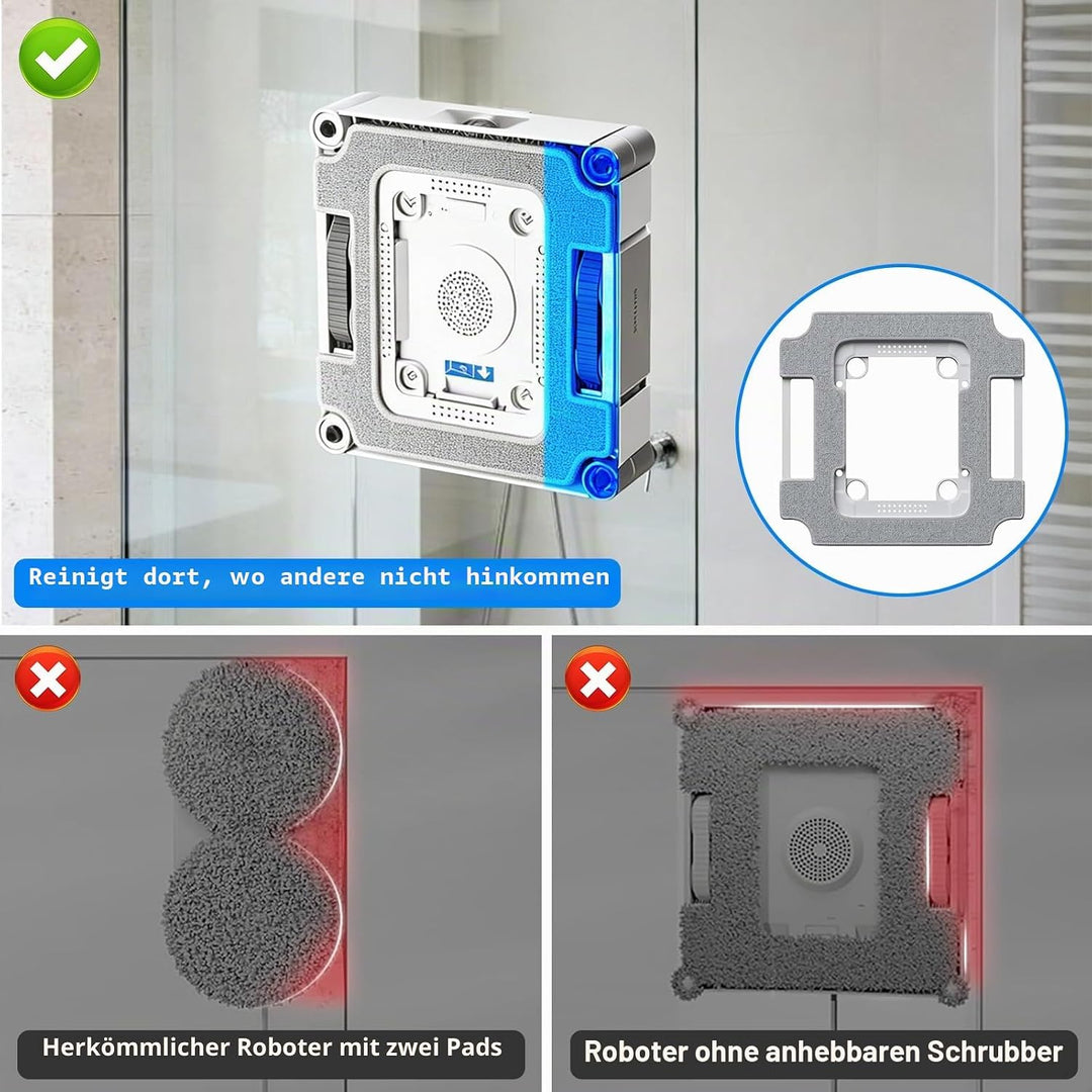 Mikrofaser-Reinigungspad mit Halterungs-Set für Ecovacs Winbot W3 Omni Fensterreinigungsroboter, Ers