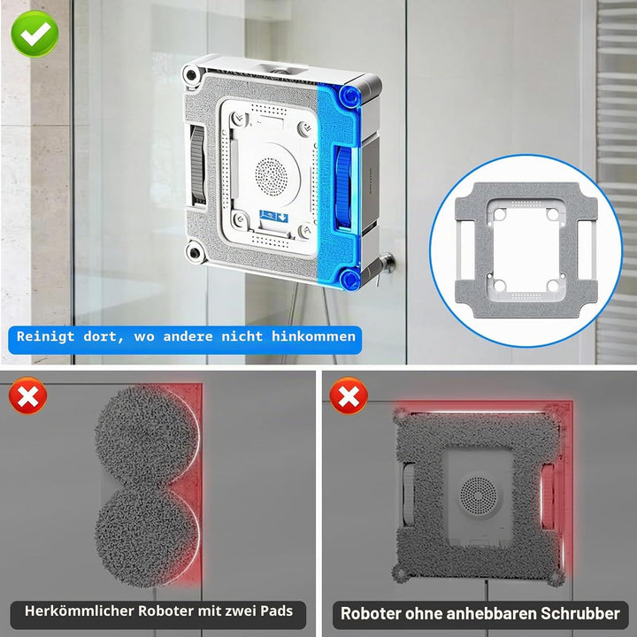 Mikrofaser-Reinigungspad mit Halterungs-Set für Ecovacs Winbot W3 Omni Fensterreinigungsroboter, Ers