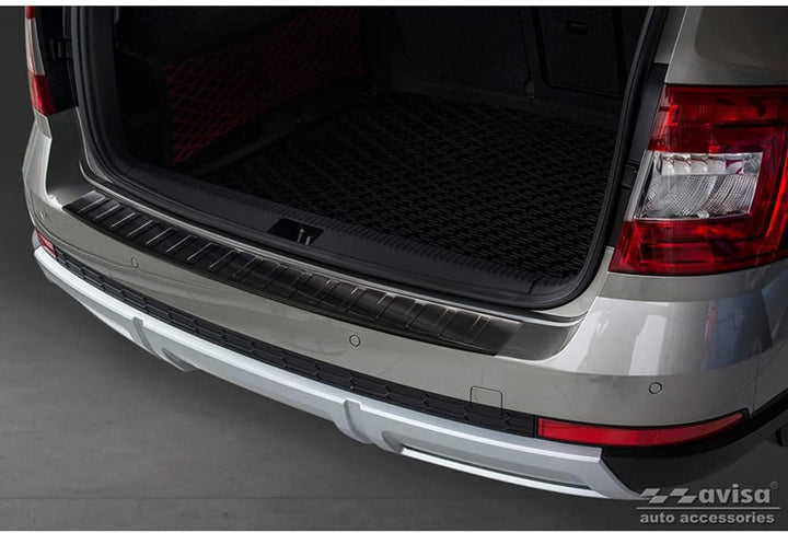 Avisa Schwarz Edelstahl Heckstossstangenschutz kompatibel mit Skoda Octavia III Scout 2014-2020 'Rib