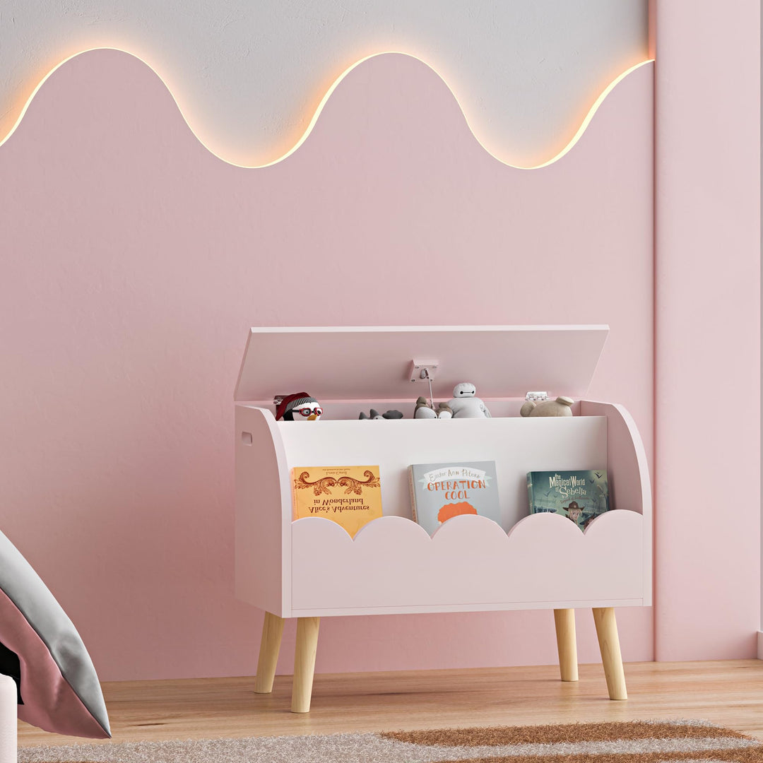 [en.casa] Spielzeugkiste mit Deckel Vestnes Kuscheltier Aufbewahrung Kinderzimmer Wellendesign Truhe