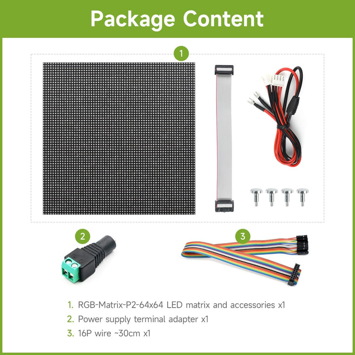Waveshare RGB Full-Color LED Matrix Panel 2mm Pitch 64x64 Pixels Adjustable Brightness Compatible wi