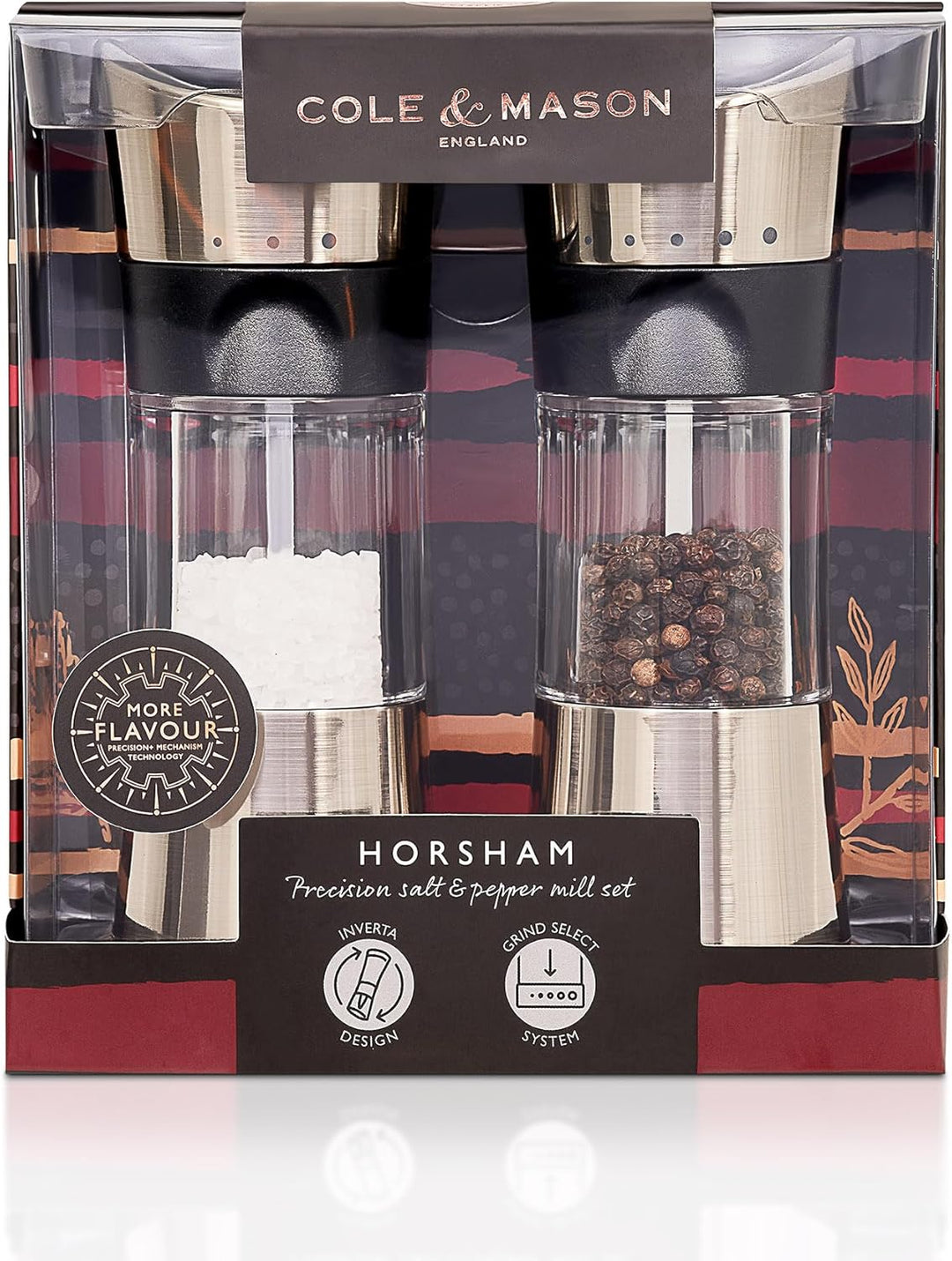 Cole & Mason H306598P Horsham Salz und Pfeffermühle, Chrom, 2er Set Manuell, Acryl, 154mm, Classic I