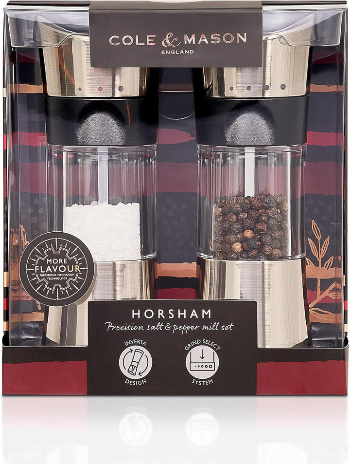 Cole & Mason H306598P Horsham Salz und Pfeffermühle, Chrom, 2er Set Manuell, Acryl, 154mm, Classic I