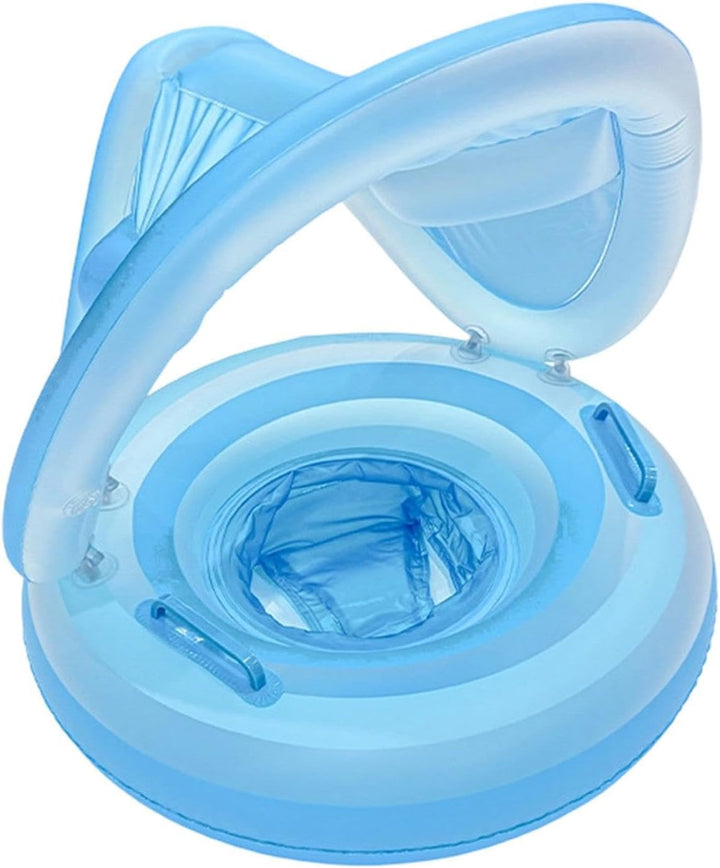 Kinder Poolfloss mit Sonnendach Aufblasbar Tragbar Wasserdicht Ergonomisch Blau, Blau