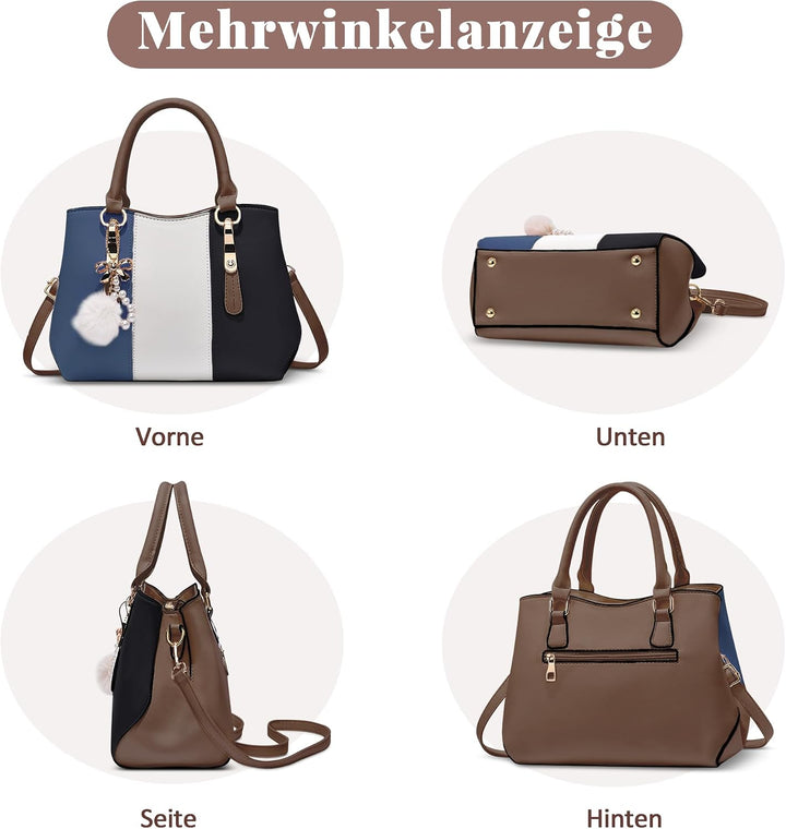 DORRISO Damen Handtasche Mode Pompons Anhänger Umhängetasche Elegantes Casual Reise Handtasche Fraue