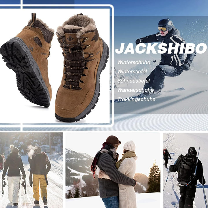 JACKSHIBO Winterschuhe Herren Winterstiefel Damen Warme Gefüttert Stiefel Wasserdicht Rutschfest Sch
