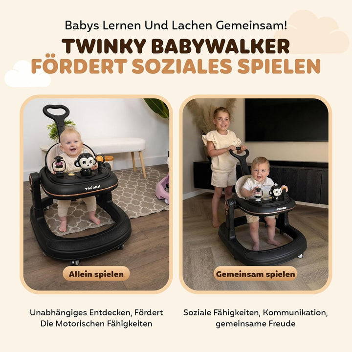 Twinky Lauflernhilfe mit Spielset und Bodenmatte | Robuste Laufhilfe mit 4 verstellbaren Positionen