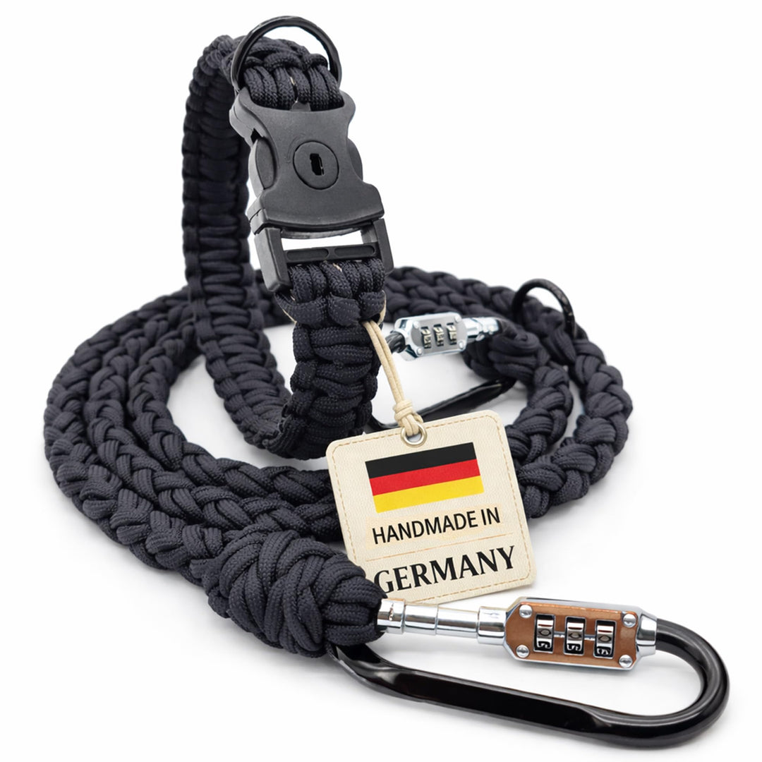 Anti-Diebstahl Hundehalsband & Leine für kleine Hunde - Abschliessbar & schnittfest, handgemachtes S