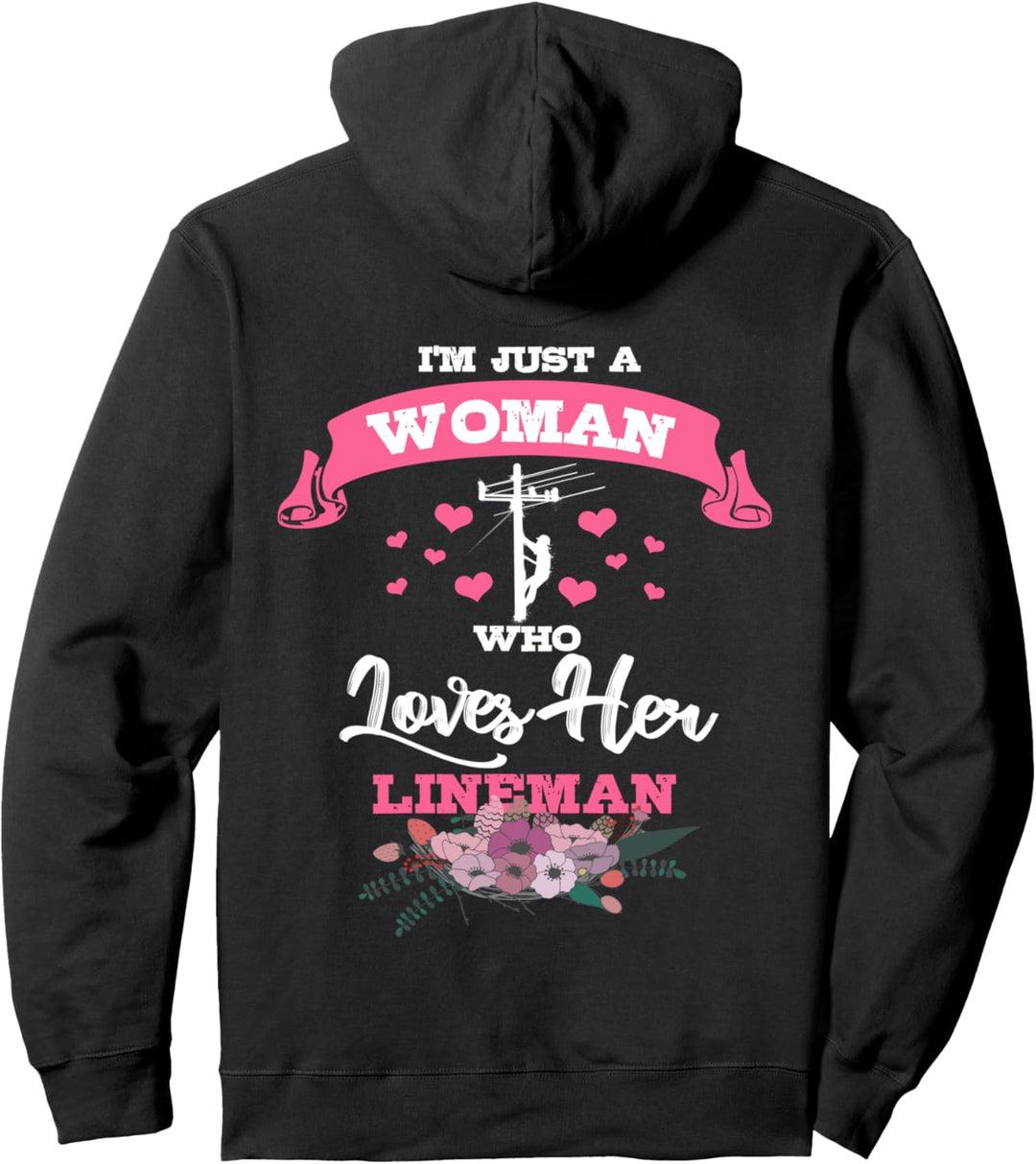 Lineman Gifts Lineman Wife Image On Back Of Shirt Pullover Hoodie