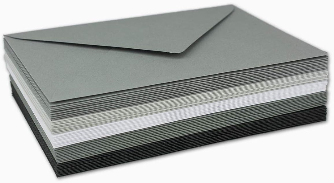 50x Umschlagpaket - DIN C6 - ca. 11,4 x 16,2 cm - die Grauen - 5 Farben je 10 Umschläge - 120 g/m² -