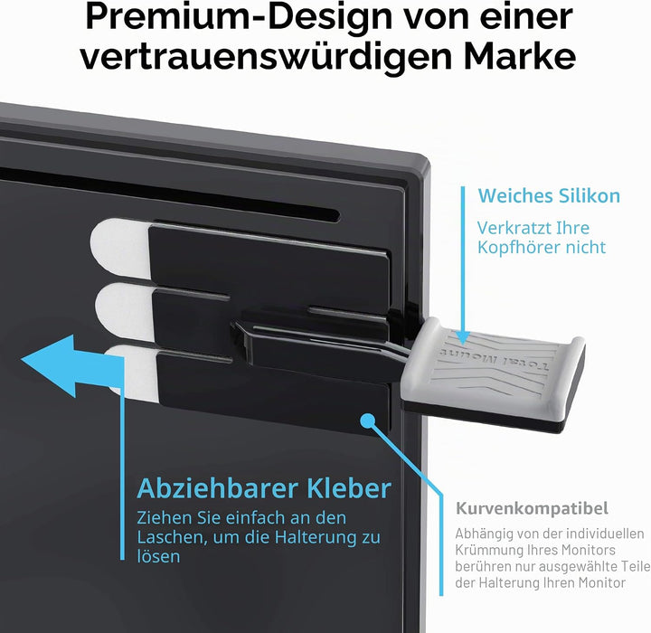 TotalMount Universal Kopfhörerhalterung Headset Ständer Aufhänger PC Monitor für alle Over-Ear und O