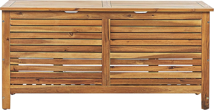 Auflagenbox Akazienholz Truhe geölte Oberfläche hellbraun 130x64x48 cm Riviera