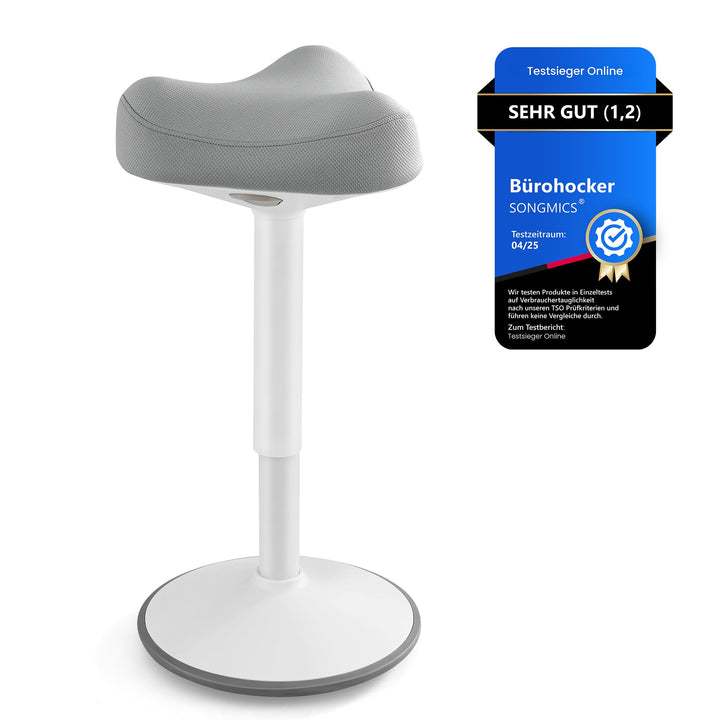 SONGMICS Hocker, Stehhocker um 360° neigbar, Schreibtischstuhl, höhenverstellbar 58-83 cm, grosser S