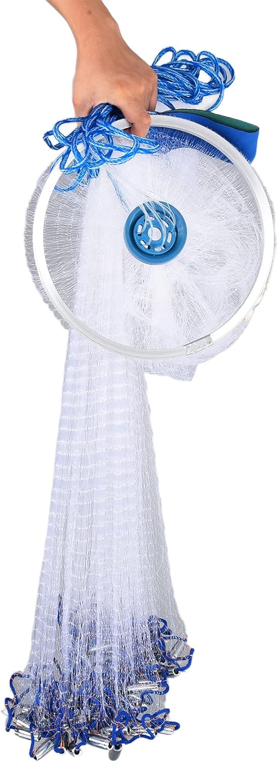 Wurfnetz Zum Fischen, Tragbares Fischernetz, Nylon Mesh Fischnetz zum Fangen von Angelnetz Angelzube