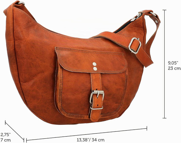 Gusti Umhängetasche Leder - Mira Damen Handtasche Ledertasche Vintage Braun Leder