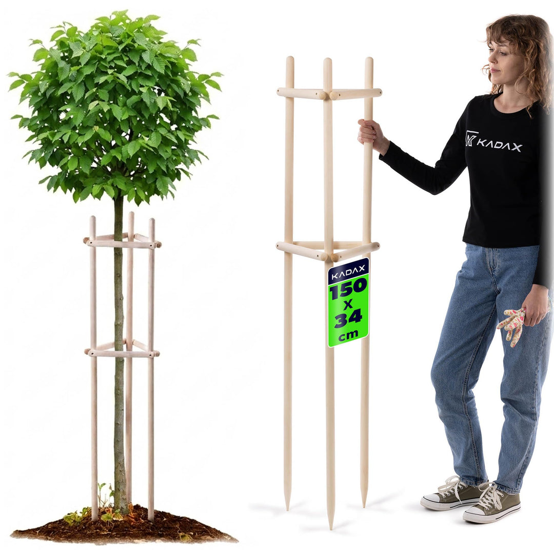 KADAX Baumstütze 150 cm aus robustem Holz, Baumpfahl zur sicheren Fixierung junger Bäume & Sträucher