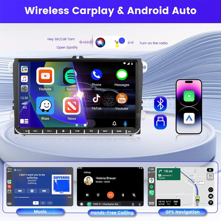 Radio für VW Golf 5 Golf 6 Skoda Polo Passat Tiguan Touran Android 2+64G mit Wireless CarPlay Androi
