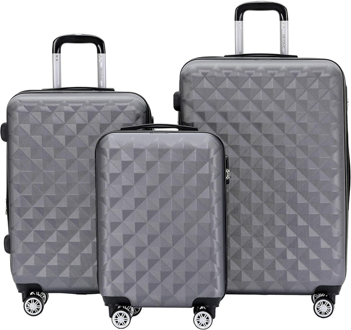 BEIBYE Zwillingsrollen 2066 Hartschale Trolley Koffer Reisekoffer Gepäck M-L-XL-Set (Business Grey,