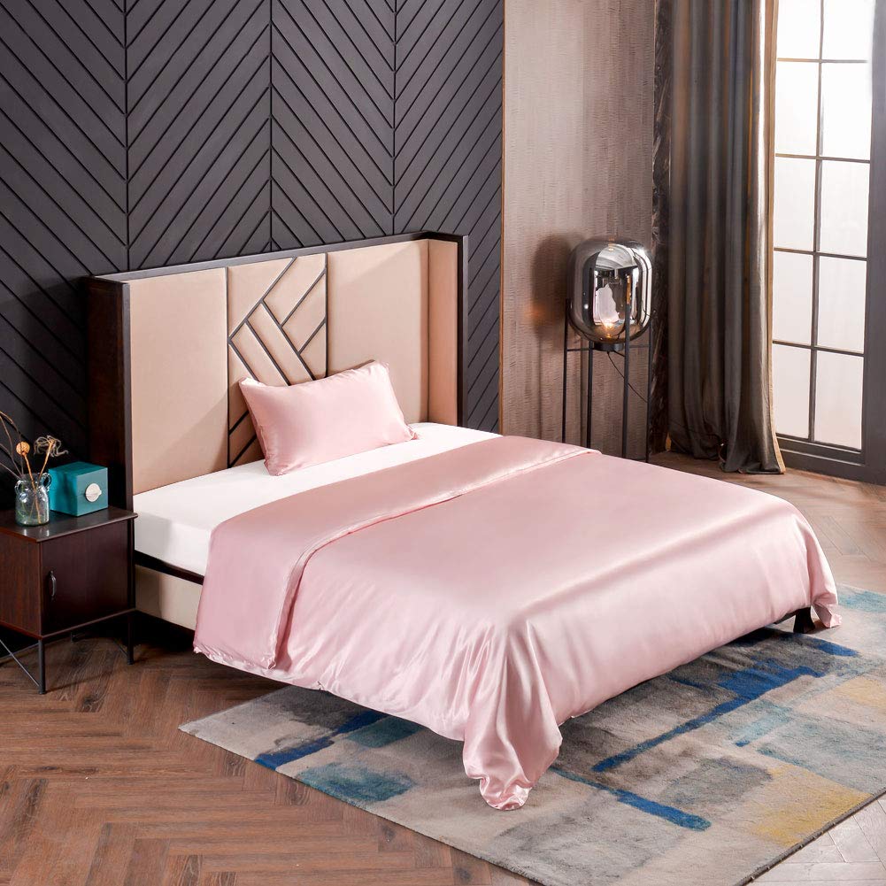 THXSILK Seidenbettwäsche Set 2 teilig, Bettbezug 135 x 200 cm und 40 x 80 cm Kissenbezug, Hypoallerg