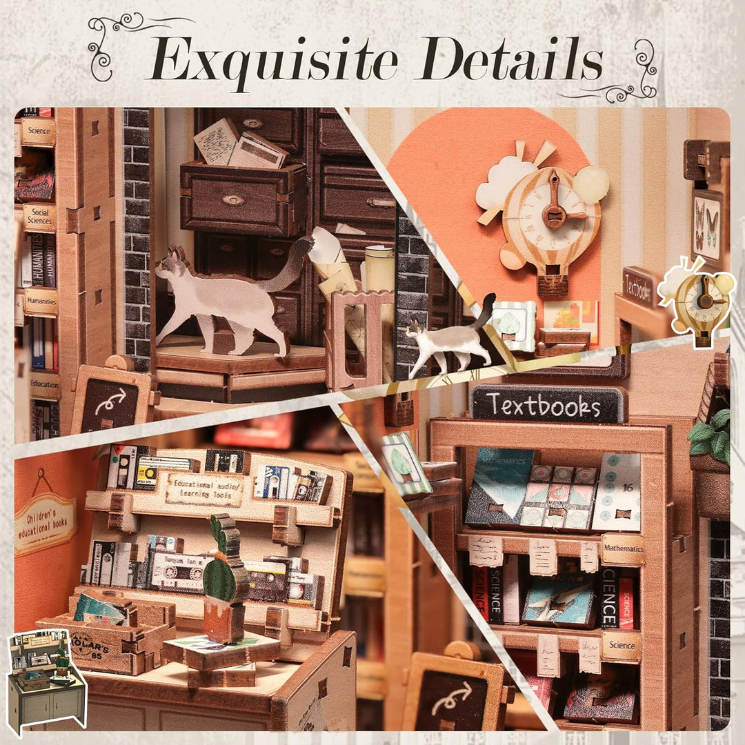 CUTEBEE Book Nook Kit – DIY Puppenhaus Häuser, Miniatur Haus Selber Bauen Bausatz für Erwachsene, 3D