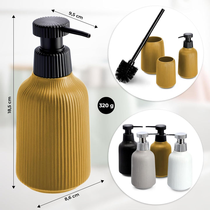 KADAX Badezimmer Zubehör Set, Modernes Badzubehör, Badaccessoires aus Keramik, Bad Accessoires (Gelb