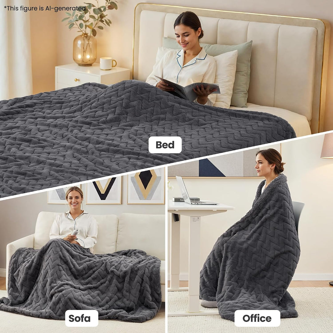 Heizdecke Elektrische Wurfdecke 130x180cm - M-pattern, 4 Temperaturstufen &amp; 10H Timer Auto-Off, Masc