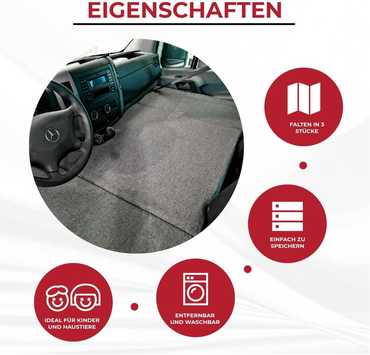 KFoam. Faltbare Matratze für Vorderbett, für Mercedes Sprinter, Grau (2006-2017)