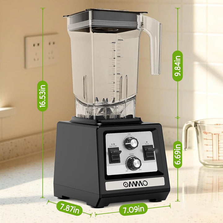OMMO 2L Standmixer Hochleistungsmixer, Mixer Smoothie Maker Max 1800W | für Eisbrechen, Milkshakes,
