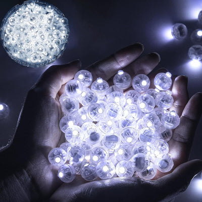 100 Stück LED Ballons Lichter, Mini LED Licht Luftballons Lichter, Runde Led Ballonlichter Weiss Lat