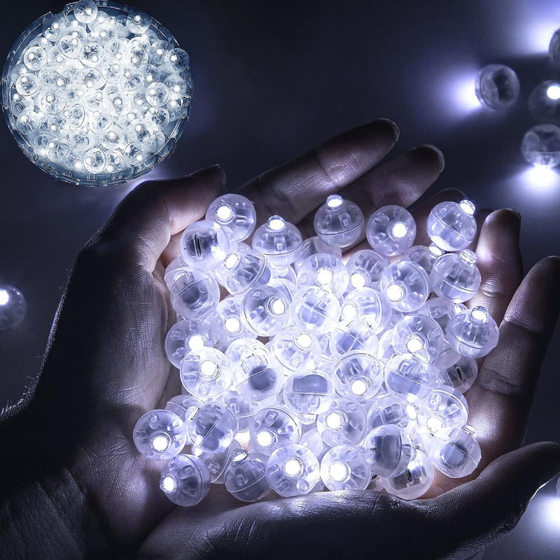 100 Stück LED Ballons Lichter, Mini LED Licht Luftballons Lichter, Runde Led Ballonlichter Weiss Lat