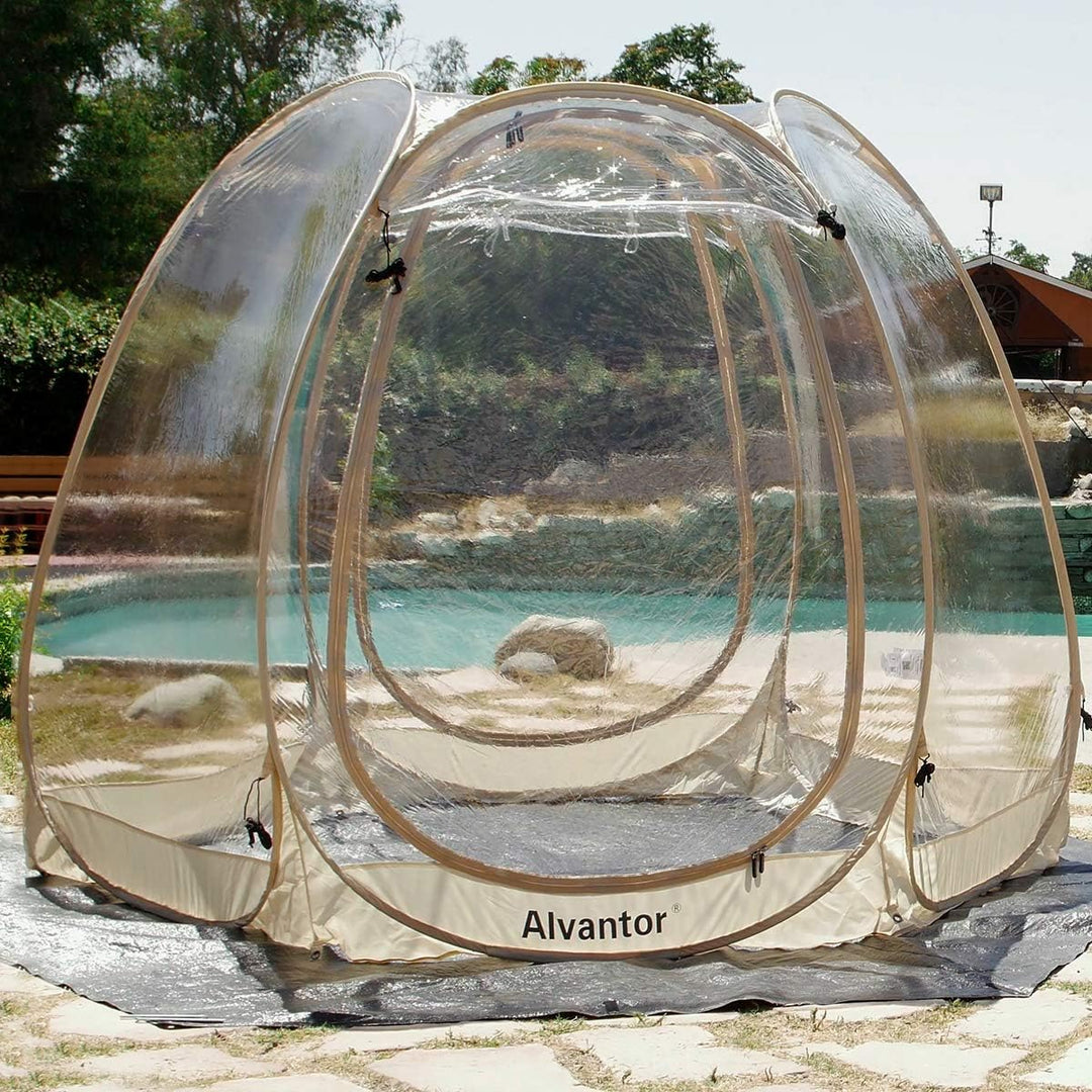 Alvantor Strapazierfähige Plane, wasserdicht, 3 x 3 m, Bodenanhänger mit rostiger Öse, wetterbeständ