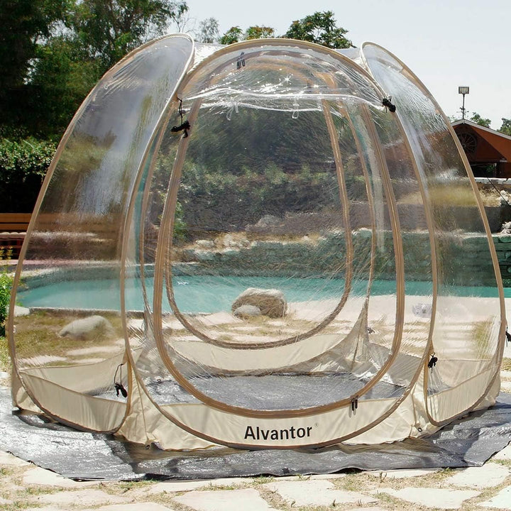 Alvantor Strapazierfähige Plane, wasserdicht, 3 x 3 m, Bodenanhänger mit rostiger Öse, wetterbeständ