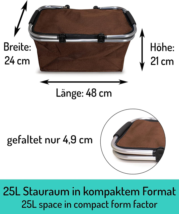 Einkaufskorb faltbar 25L - ideal für den Wocheneinkauf I Mit gepolsterten Tragegriffen &amp; Reissversch