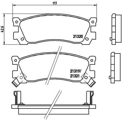 Brembo P 49 043 Bremsbelagsatz, Scheibenbremse - (4-teilig)