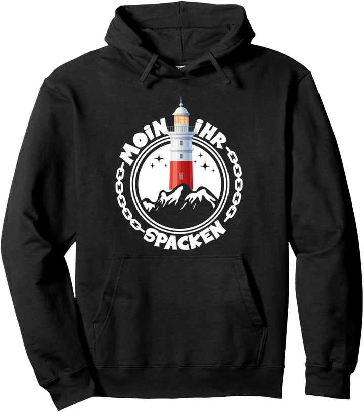 Moin ihr Spacken Leuchtturm Wellen Meer Pullover Hoodie