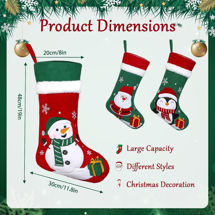 Nikolausstrumpf 3 er Set Nikolausstiefel zum Befüllen Grosse Weihnachtsstrumpf Weihnachtssocken Kami