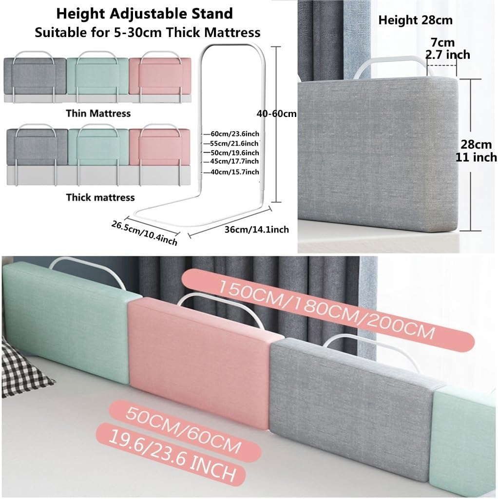 Bettgitter, 60cm Grau Rausfallschutz Bettgitter, 40-60cm Verstellbares Stahlrohr Bettschutzgitter, P