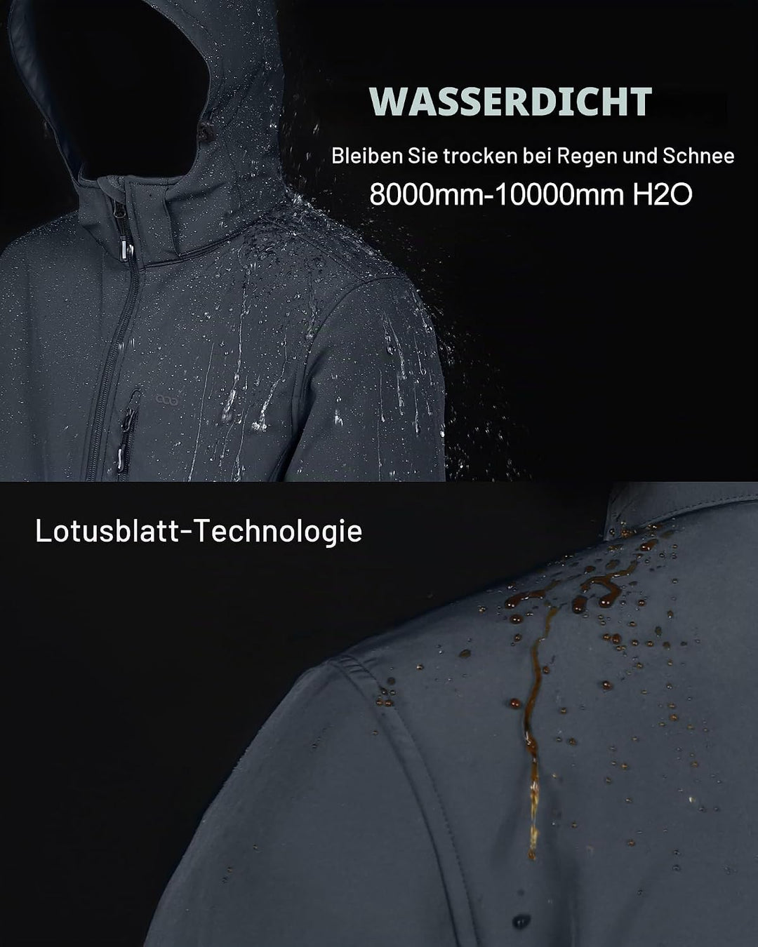 33,000ft Softshelljacke für Herren Wasserdicht Winterjacke Winddicht Warme Fleece Gefüttert Windbrea