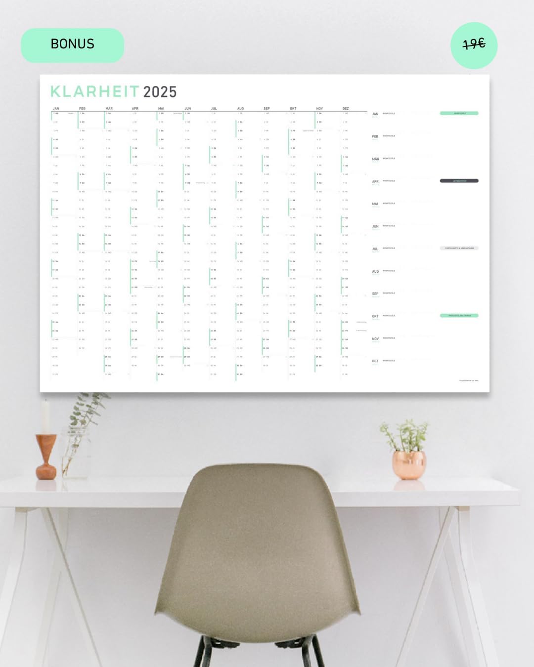 KLARHEIT KALENDER undatiert mit 52 Wochen (A5)– dein Organizer, Terminplaner, Notizbuch und Terminka